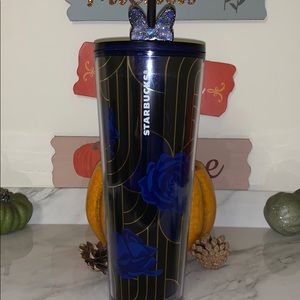 Starbucks blue roses with gold tumbler